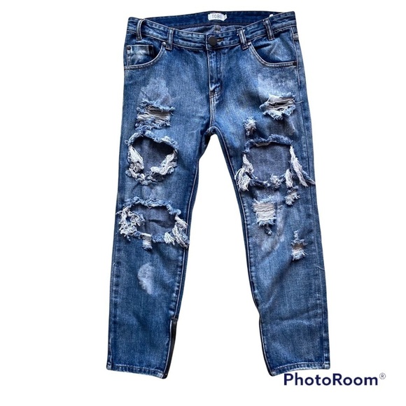 Tobi Distressed Ankle Zipper Jeans, Size 27 - Picture 1 of 7
